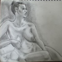 BW Charcoal of Nude Woman