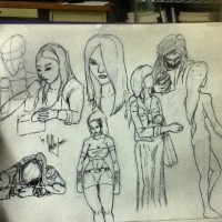 BW Sketches of 8 Women